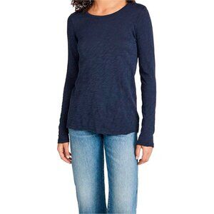 NWT WOMEN'S ATM ANTHONY THOMAS MELILLO SLUB JERSEY DESTROYED LS TEE TOP MIDNIGHT